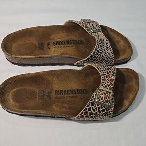 Birkenstock Madrid Snake Print Sandals size 38